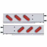 3-3/4" Bolt Pattern SS Spring Loaded Bar w 6" Oval 19 LED Lights & Visors - Red LEDs (Red or Clear Lens)
