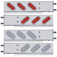 3-3/4" Bolt Pattern SS Spring Loaded Bar w 6" Oval 19 LED Lights & Visors - Red LEDs (Red or Clear Lens)