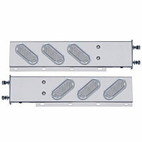 3-3/4" Bolt Pattern SS Spring Loaded Bar w 6" Oval 19 LED Lights & Visors - Red LEDs (Red or Clear Lens)