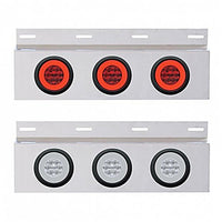 Stainless Steel Top Mud Flap Plate w 3 X 21 LED 4" GloLight & Grommets - Red LEDs (Red or Clear Lens)