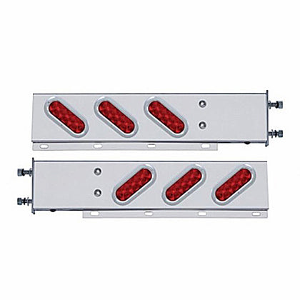 3-3/4" Bolt Pattern SS Spring Loaded Bar w 6 Oval 10 LED Lights &amp; Bezel - Red LEDs (Visors or Bezels)
