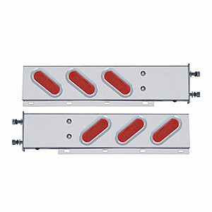 3-3/4" Bolt Pattern SS Spring Loaded Bar w 6 Oval 10 LED Lights &amp; Bezel - Red LEDs (Visors or Bezels)