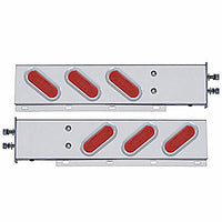 2-1/2" Bolt Pattern SS Spring Loaded Bar With 6 Oval 12 LED Lights & Visors - Red LEDs (Red Lens)