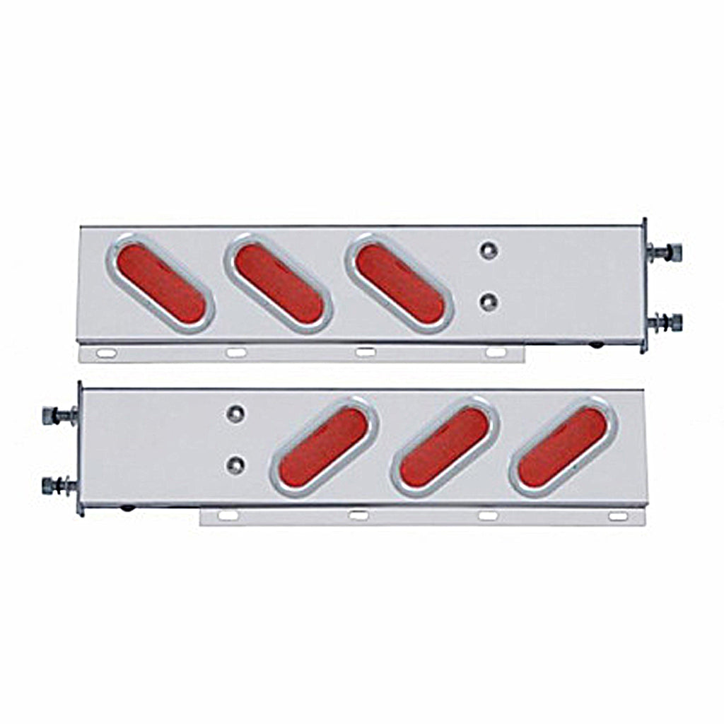 3-3/4" Bolt Pattern SS Spring Loaded Bar w 6" Oval 19 LED Lights & Bezel - Red LEDs (Red or Clear Lens)