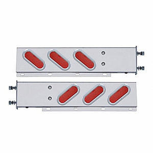 3-3/4" Bolt Pattern SS Spring Loaded Bar w 6" Oval 19 LED Lights & Bezel - Red LEDs (Red or Clear Lens)