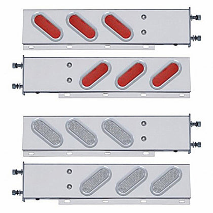 3-3/4" Bolt Pattern SS Spring Loaded Bar w 6" Oval 19 LED Lights & Bezel - Red LEDs (Red or Clear Lens)