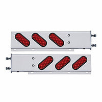 3-3/4" Bolt Pattern Stainless Steel Spring Loaded Bar With 6 Oval 10 LED Lights & Visors - Red LEDs (Red Lens)
