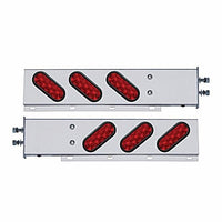 2-1/2" Bolt Pattern Stainless Spring Loaded Light Bar With 6 Oval 10 LED Lights - Red LEDs (Red Lens)