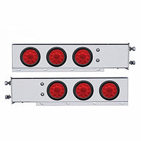 3-3/4" Bolt Pattern Chrome Spring Loaded Bar w 6 X 4" 10 Red LED Lights - Red LEDs (Red or Clear Lens)