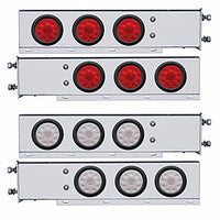 3-3/4" Bolt Pattern Chrome Spring Loaded Bar w 6 X 4" 10 Red LED Lights - Red LEDs (Red or Clear Lens)