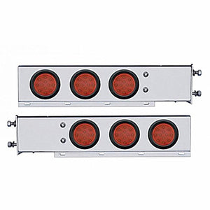 3-3/4" Bolt Pattern Deluxe SS Spring Loaded Bar w 6 X 12 LED 4" Light - Red LEDs (Red or Clear Lens)