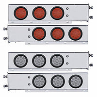 3-3/4" Bolt Pattern Deluxe SS Spring Loaded Bar w 6 X 12 LED 4" Light - Red LEDs (Red or Clear Lens)