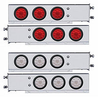 3-3/4" Bolt Pattern Deluxe SS Spring Loaded Bar w 6 X 10 LED 4" Lights - Red LEDs (Red or Clear Lens)
