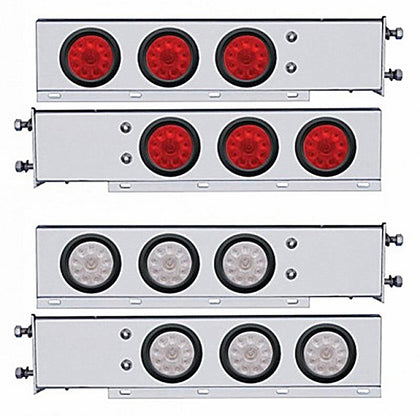3-3/4" Bolt Pattern Deluxe SS Spring Loaded Bar w 6 X 10 LED 4" Lights - Red LEDs (Red or Clear Lens)