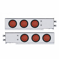 2-1/2" Bolt Pattern Chrome Spring Loaded Bar w 6 X 12 LED 4" Reflector Lights - Red LEDs (Red or Clear Lens)