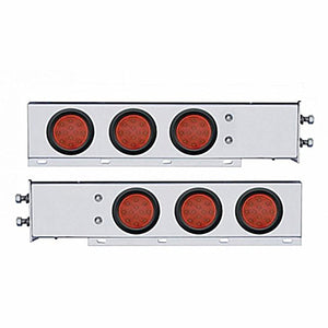 2-1/2" Bolt Pattern Chrome Spring Loaded Bar w 6 X 12 LED 4" Reflector Lights - Red LEDs (Red or Clear Lens)
