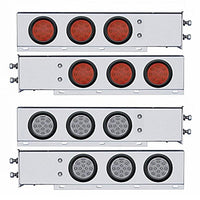 2-1/2" Bolt Pattern Chrome Spring Loaded Bar w 6 X 12 LED 4" Reflector Lights - Red LEDs (Red or Clear Lens)