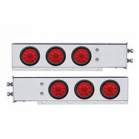 2-1/2" Bolt Pattern Chrome Spring Loaded Bar w 6 X 4" 10 LED Lights - Red LEDs (Red or Clear Lens)
