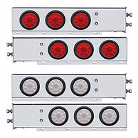 2-1/2" Bolt Pattern Chrome Spring Loaded Bar w 6 X 4" 10 LED Lights - Red LEDs (Red or Clear Lens)