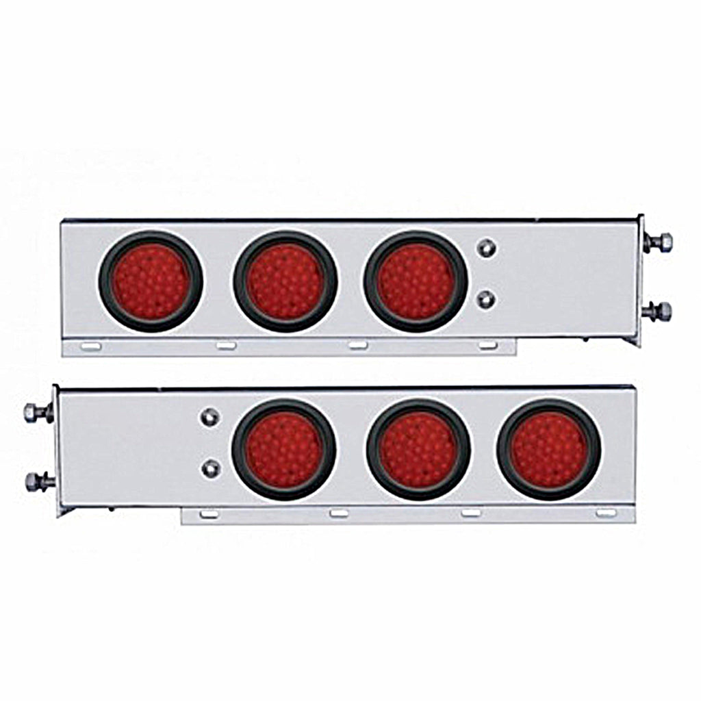 3-3/4" Bolt Pattern Chrome Spring Loaded Bar w 6 X 36 Red LED 4" Lights - Red LEDs (Red or Clear Lens)