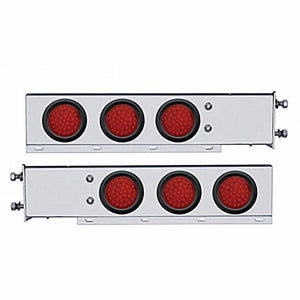 3-3/4" Bolt Pattern Chrome Spring Loaded Bar w 6 X 36 Red LED 4" Lights - Red LEDs (Red or Clear Lens)