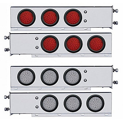3-3/4" Bolt Pattern Chrome Spring Loaded Bar w 6 X 36 Red LED 4" Lights - Red LEDs (Red or Clear Lens)