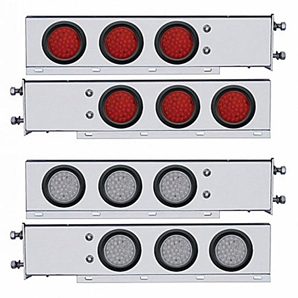 3-3/4" Bolt Pattern Deluxe SS Spring Loaded Bar w 6 X 36 LED 4" Light - Red LEDs (Red or Clear Lens)