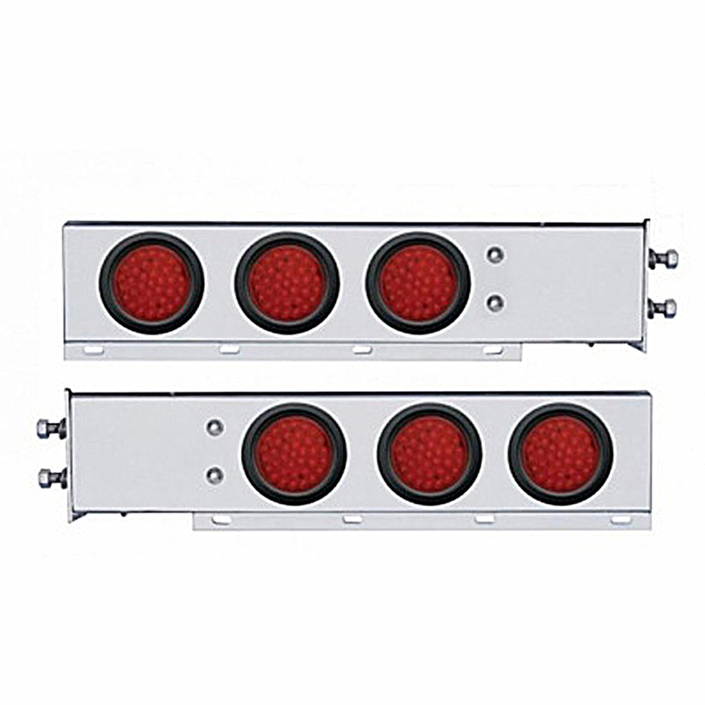 2-1/2" Bolt Pattern Chrome Spring Loaded Bar w 6 X 36 LED 4" Lights - Red LEDs (Red or Clear Lens)
