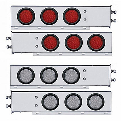 2-1/2" Bolt Pattern Chrome Spring Loaded Bar w 6 X 36 LED 4" Lights - Red LEDs (Red or Clear Lens)
