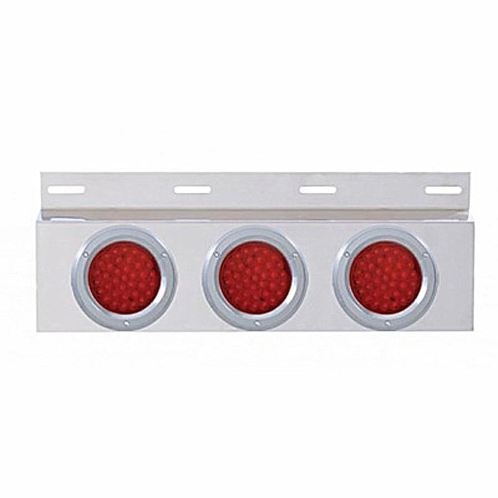 Stainless Top Mud Flap Plate w 3 X 36 LED 4" Lights & Grommets - Red LEDs (Red or Clear Lens)