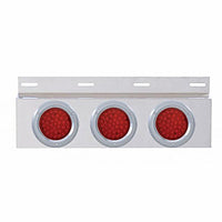 Stainless Top Mud Flap Plate w 3 X 36 LED 4" Lights & Grommets - Red LEDs (Red or Clear Lens)