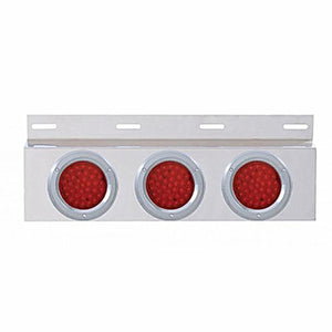Stainless Top Mud Flap Plate w 3 X 36 LED 4" Lights & Grommets - Red LEDs (Red or Clear Lens)