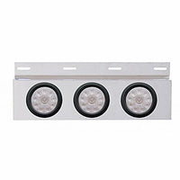 Stainless Top Mud Flap Plate With 3X 10 LED 4" Lights & Grommets - Red LEDs (Red or Clear Lens)