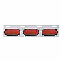 Stainless Top Mud Flap Plate w 3 X 19 LED 6" Oval Lights & Grommets - Red LEDs (Red or Clear Lens)