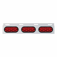 Stainless Top Mud Flap Plate With Three 10 LED Lights & Grommet - Red LEDs (Red Lens)