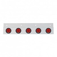 Stainless Top Mud Flap Plate w 5 X 9 LED 2" Lights & Grommets - Red LEDs (Red or Clear Lens)