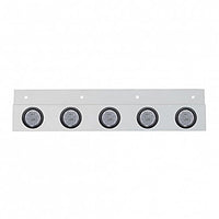 Stainless Top Mud Flap Plate w 5 X 9 LED 2" Lights & Grommets - Red LEDs (Red or Clear Lens)