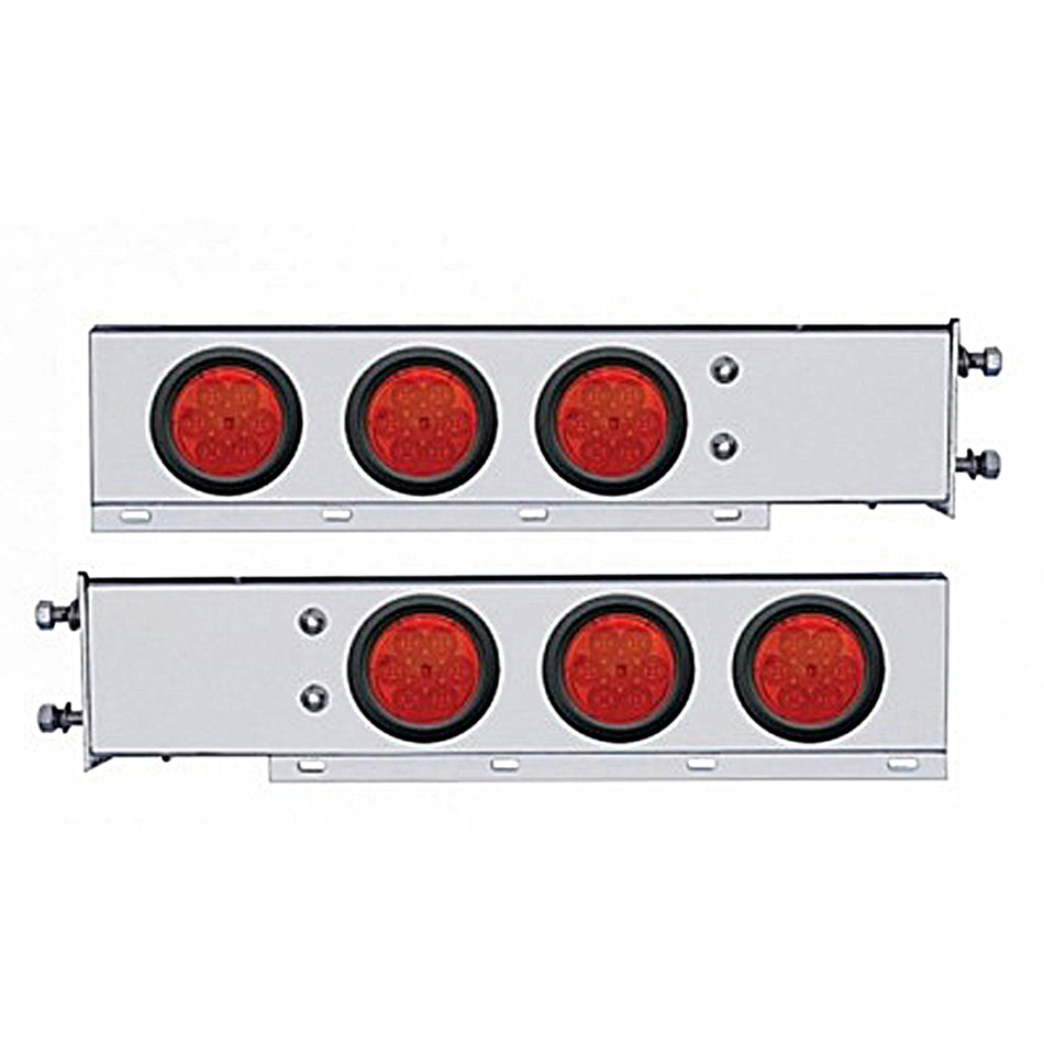 3-3/4" Bolt Pattern SS Spring Loaded Bar w 6 X 4" 7 LED Lights - Red LED & Lens