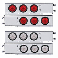 2-1/2" Bolt Pattern SS Spring Loaded Bar w 6 X 4" 10 LED Lights - Red LEDs (Red or Clear Lens)