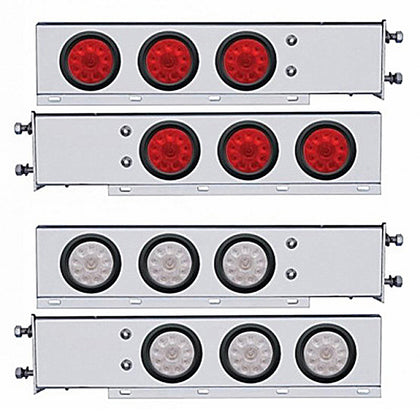 2-1/2" Bolt Pattern SS Spring Loaded Bar w 6 X 4" 10 LED Lights - Red LEDs (Red or Clear Lens)