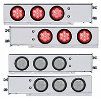 3-3/4" Bolt Pattern Chrome Spring Loaded Bar w 6 X 4" 7 Red LED Lights & Visors - Red LEDs (Red or Clear Lens)
