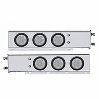 3-3/4" Bolt Pattern Chrome Spring Loaded Bar w 6 X 4" 7 Red LED Lights & Visors - Red LEDs (Red or Clear Lens)