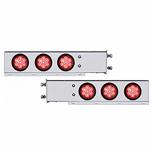 3-3/4" Bolt Pattern Deluxe SS Spring Loaded Bar w 6 X 7 Red LED 4" Reflector Light - Red LEDs (Red or Clear Lens)