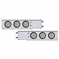 3-3/4" Bolt Pattern Deluxe SS Spring Loaded Bar w 6 X 7 Red LED 4" Reflector Light - Red LEDs (Red or Clear Lens)