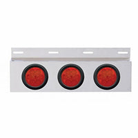 Stainless Top Mud Flap Plate w 3 X 7 LED 4" Reflector Lights & Grommets - Red LEDs (Red or Clear Lens)