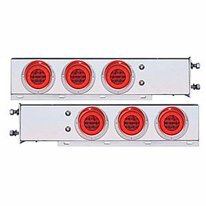 3-3/4" Bolt Pattern SS Spring Loaded Bar w 6 X 21 LED 4" GloLight & Visors - Red LEDs (Red or Clear Lens)