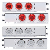 3-3/4" Bolt Pattern SS Spring Loaded Bar w 6 X 21 LED 4" GloLight & Visors - Red LEDs (Red or Clear Lens)