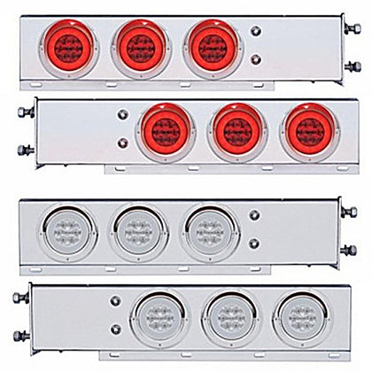 3-3/4" Bolt Pattern SS Spring Loaded Bar w 6 X 21 LED 4" GloLight & Visors - Red LEDs (Red or Clear Lens)