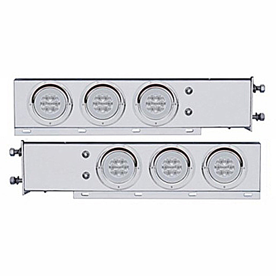 3-3/4" Bolt Pattern SS Spring Loaded Bar w 6 X 21 LED 4" GloLight & Visors - Red LEDs (Red or Clear Lens)