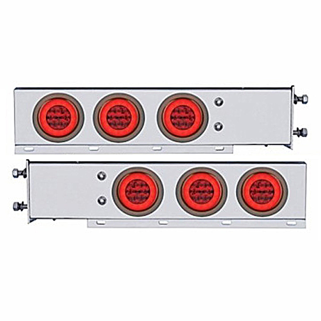 3-3/4" Bolt Pattern SS Spring Loaded Bar w 6 X 21 LED 4" GloLight - Red LEDs (Red or Clear Lens)